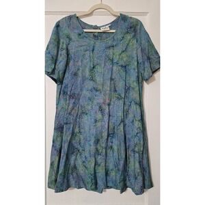 Go Fish Dress Size Small Blue Green Short Flowy Runs Big